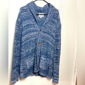 LUCKY BRAND JEANS WOOL CARDIGAN - BLUE AND WHITE